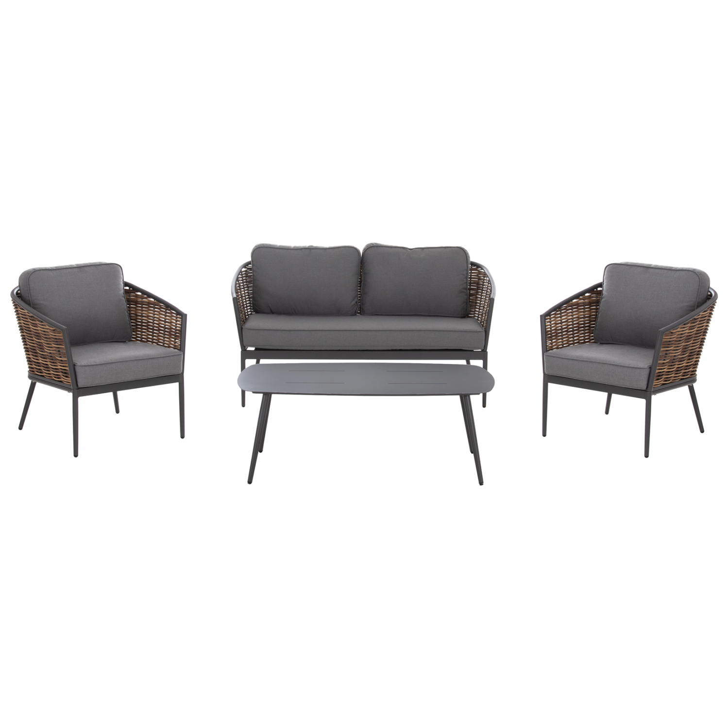 ΣΕΤ ΣΑΛΟΝΙ 4ΤΜΧ CASSIAN HM6552.01 ΑΛΟΥΜΙΝΙΟ & ΜΑΞΙΛΑΡΙΑ ΓΚΡΙ-ΜΠΕΖ P.E.RATTAN - Image 7