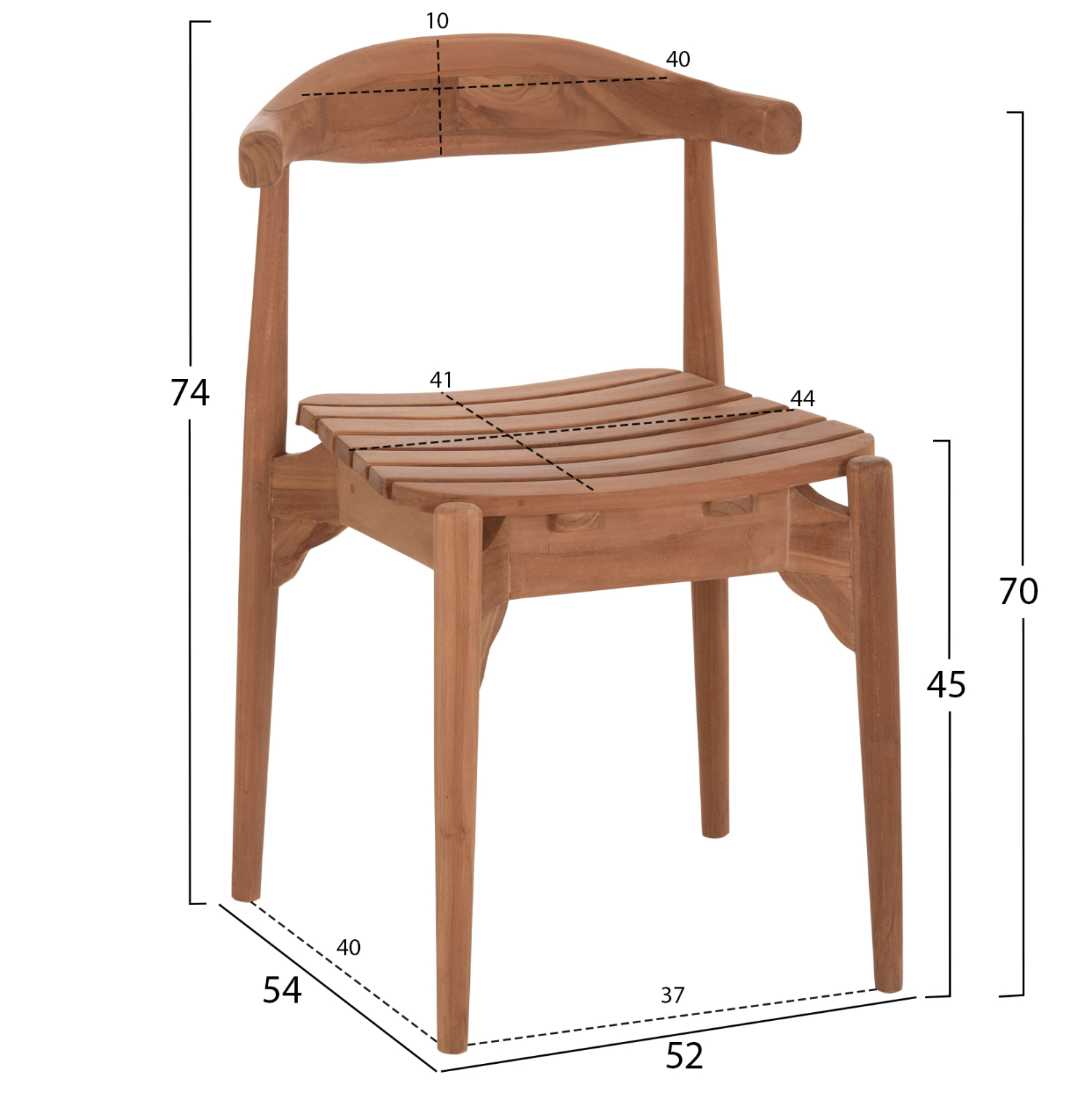ΚΑΡΕΚΛΑ ΤΡΑΠΕΖΑΡΙΑΣ ΕΞ.ΧΩΡΟΥ DONNY HM6378 ΞΥΛΟ TEAK 52x54x74Υεκ. - Image 2