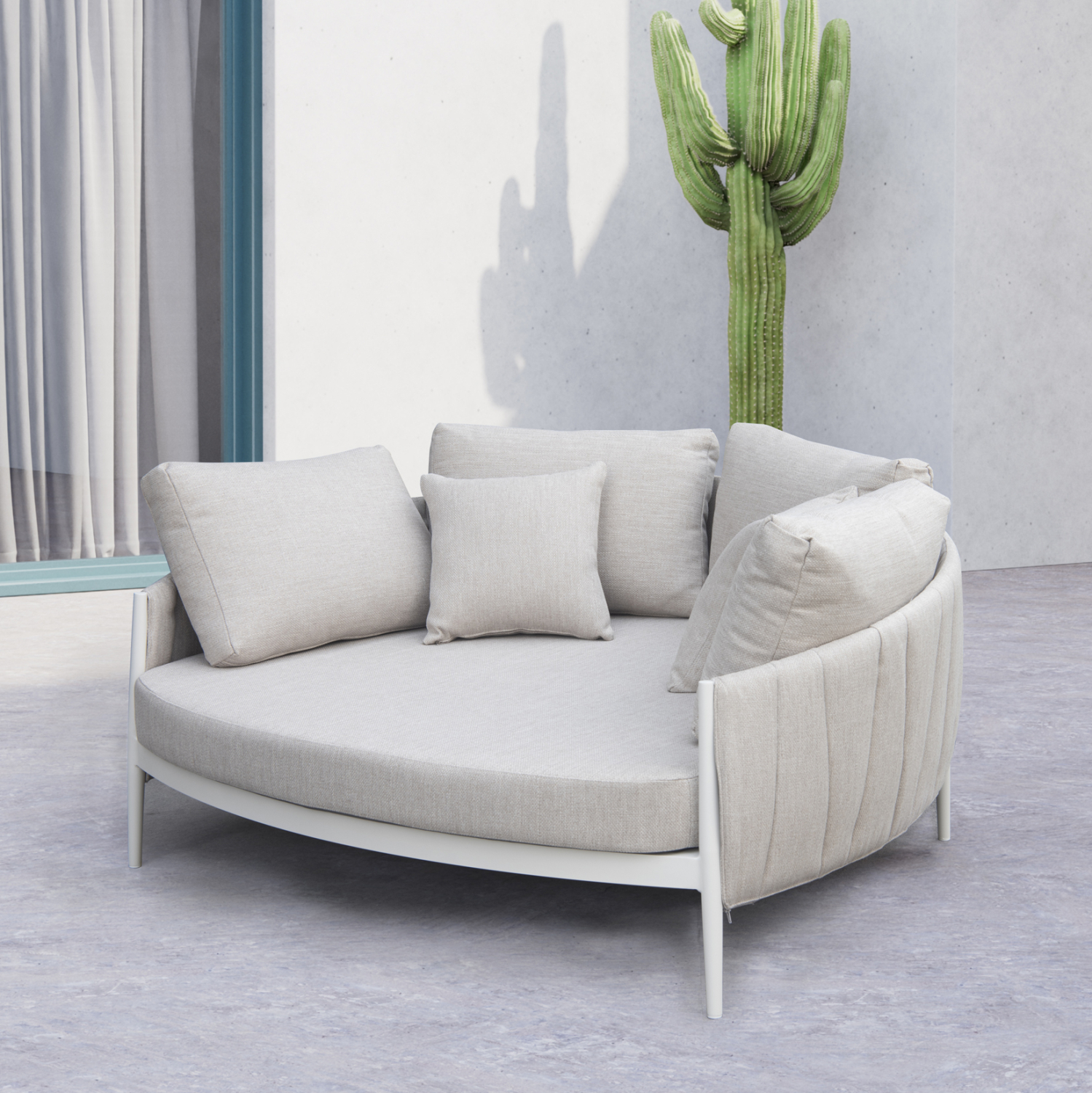 DAYBED 2ΘΕΣΙΟ MAVERICK HM6216.02 ΑΛΟΥΜΙΝΙΟ ΚΡΕΜ-ΜΠΕΖ OLEFIN & STRAPS 164x144x70Υ - Image 2